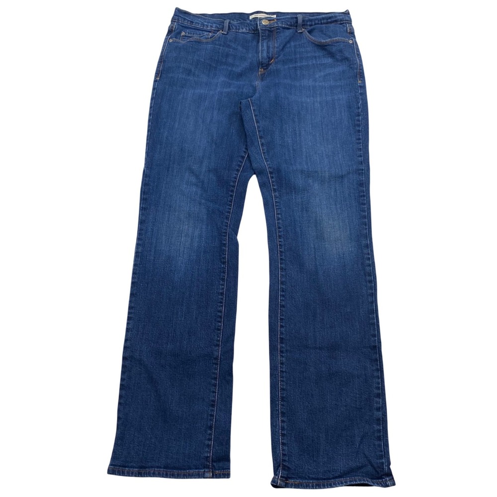 Levi's 505 Straight Leg Jeans Women 12 (32x32) Blue Denim Stretch Mid Rise